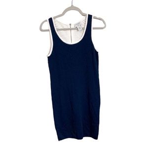 Carmen Marc Valvo Navy Blue & White Nylon Blend Midi Dress Women’s size Medium